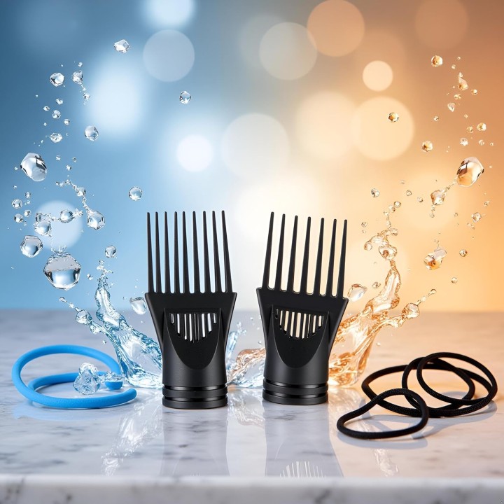 Peigne adaptateur universel pour sèche-cheveux - Lot de 2 - Noir - Professionnel