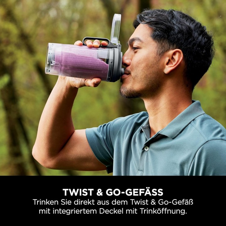 Blender portable Ninja Blast Max 570 ml - 3 modes, rechargeable USB, gris