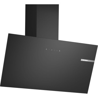 Hotte murale décorative 80 cm - Verre noir glossy - Très silencieuse - Éclairage LED