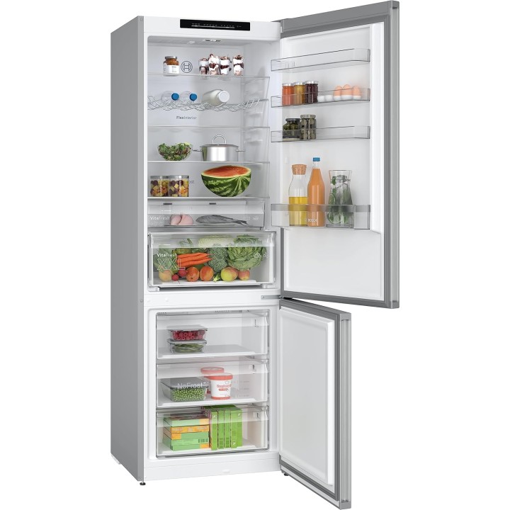 Réfrigérateur combiné No Frost 440L - Inox 203x70cm - Bosch Série 4 VitaFresh