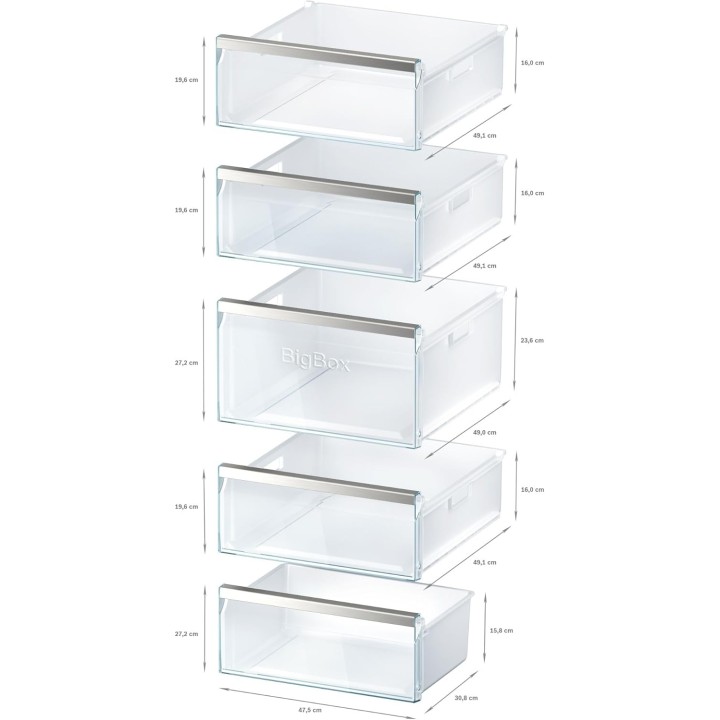 Congélateur armoire Bosch Série 6 No Frost 366L - 5 tiroirs - 191x70 cm - blanc