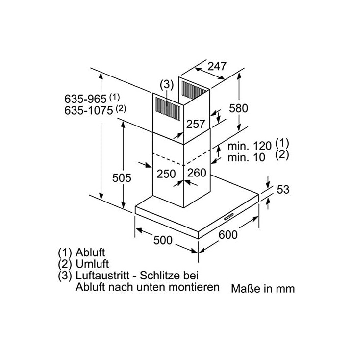 Hotte décorative murale 60 cm inox Bosch – Débit 720 m3/h – Éclairage LED