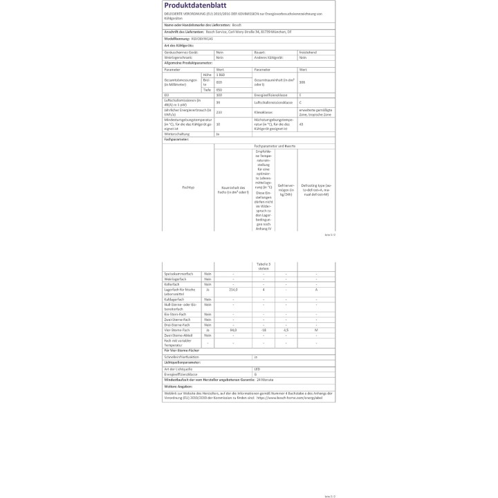 Réfrigérateur combiné Bosch Série 4 - LowFrost 308L - Blanc - H186xL60cm