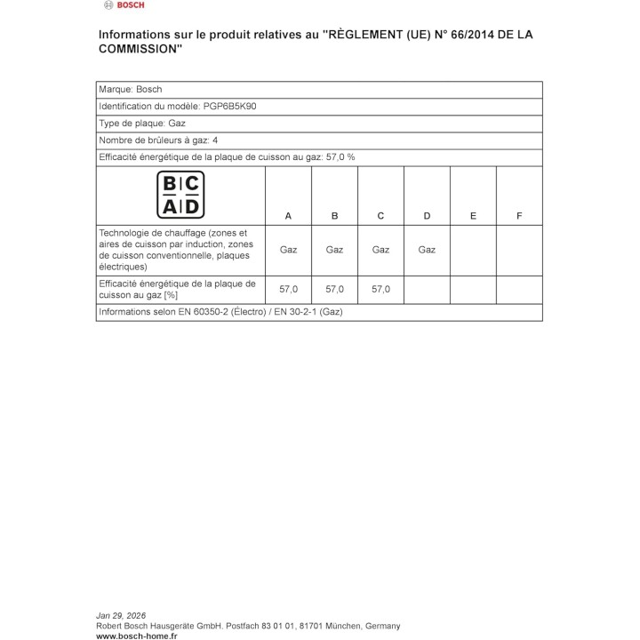 Plaque de cuisson gaz 4 feux inox Bosch Série 4 - Allumage électrique et sécurité
