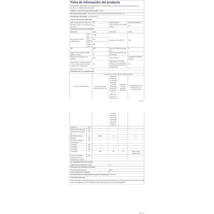 Réfrigérateur combiné Bosch Série 4 - LowFrost 308L - Blanc - H186xL60cm