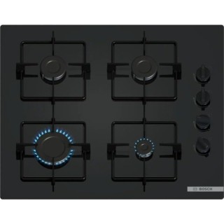 Table de cuisson gaz 4 foyers Bosch - Verre trempé noir 60 cm