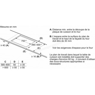 Table de cuisson vitrocéramique 4 foyers - Commandes tactiles 60 cm Neff noir encastrable