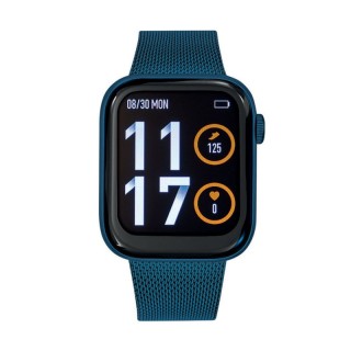 Montre connectée Tekday - Bracelet maille milanaise bleu - Boîtier rectangle acier