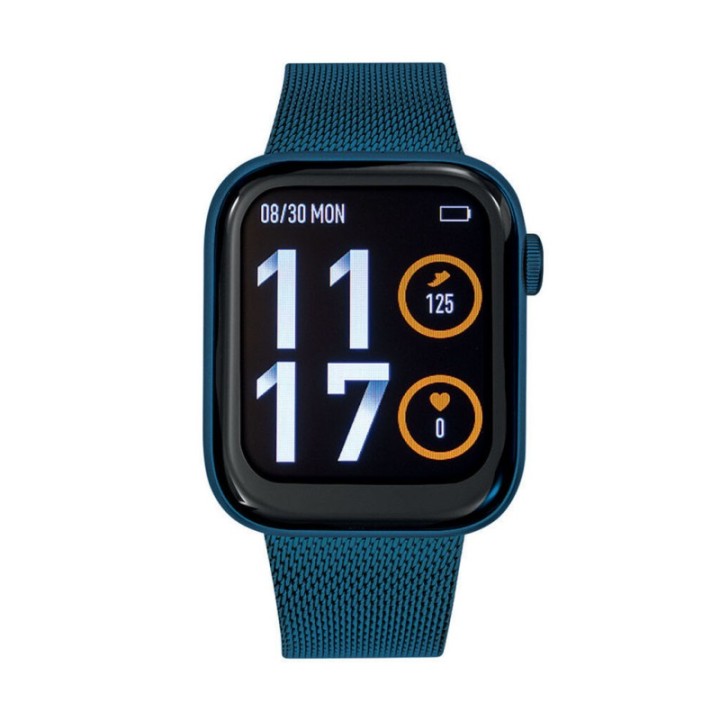 Montre connectée Tekday - Bracelet maille milanaise bleu - Boîtier rectangle acier