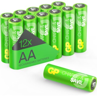 Piles rechargeables AA NiMH 1300 mAh - Pack de 12 - Préchargées, usage intensif