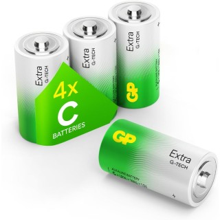 Piles C alcalines GP LR14 - Pack de 4 - Longue durée 1,5V haute performance