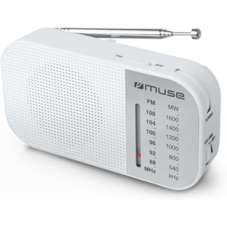 Radio portable analogique AM/FM Muse M-025 RW - Haut-parleur intégré blanc