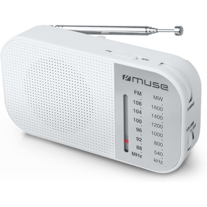 Radio portable analogique AM/FM Muse M-025 RW - Haut-parleur intégré blanc