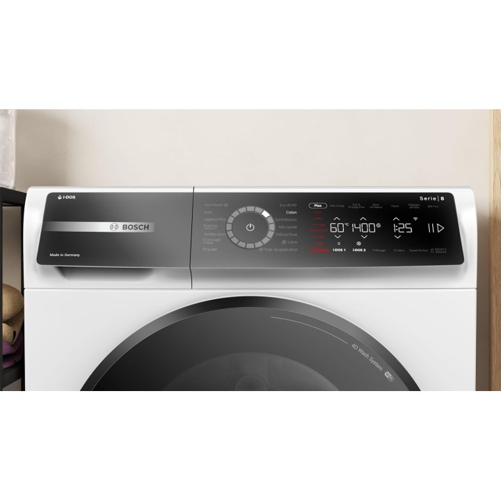 Lave-linge frontal Bosch Série 8 - 9 kg - 1400 trs/min - i-DOS - Blanc