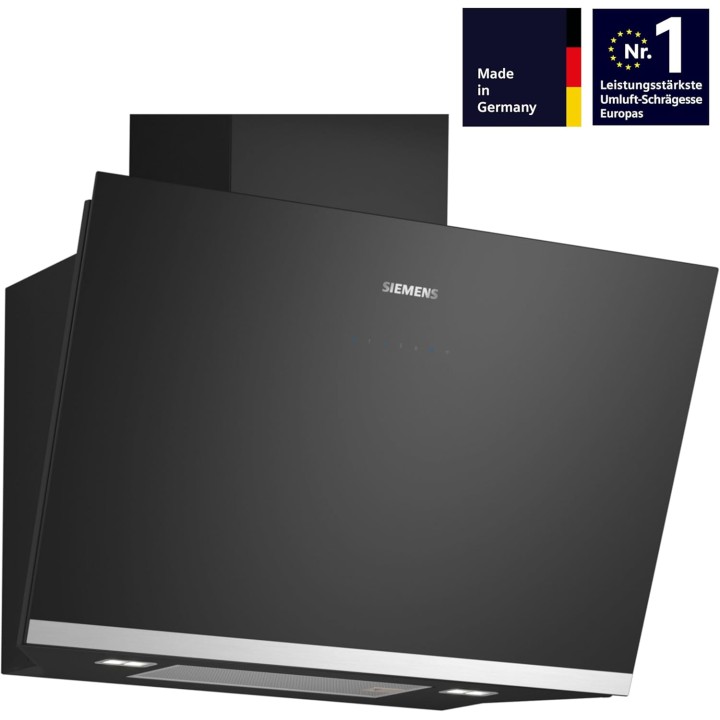 Hotte murale inclinée 80 cm noir verre Siemens iQ500 cookConnect LED