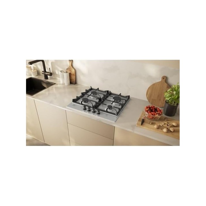 Plaque de cuisson à gaz NEFF 4 brûleurs - FlameSelect, supports fonte, 60 cm