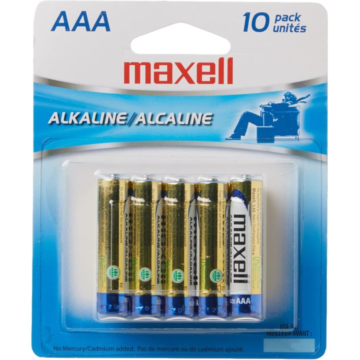 Piles AAA alcalines Maxell x10 – Format standard 1,5V usage quotidien