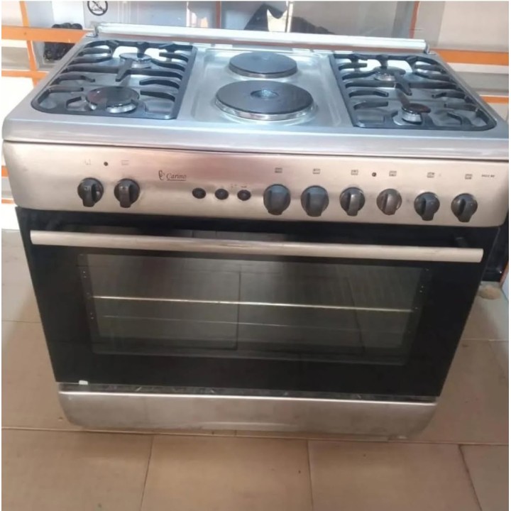 Cuisinière compacte 50x50 noire avec four spacieux et 4 brûleurs gaz CARINO