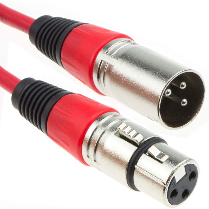 Câble audio XLR mâle vers femelle 1 m blindé connecteurs robustes rouge
