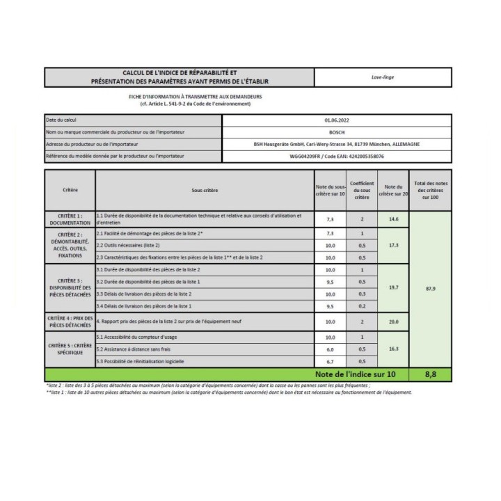 Lave-linge hublot 9 kg 1200 tours/min blanc BOSCH Série 4 WGG04209FR