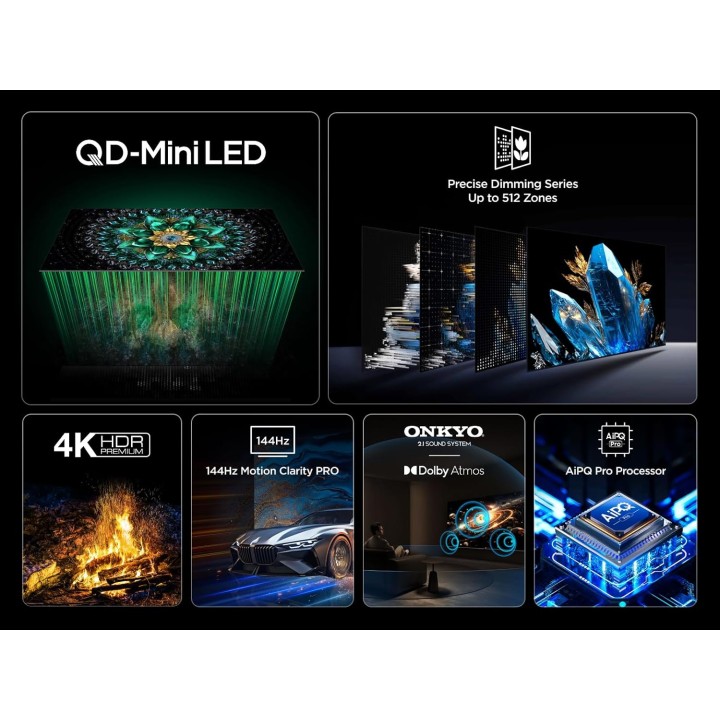 TV QD-Mini LED 65 pouces TCL - 4K HDR, 144 Hz, Dolby Vision IQ, Google TV