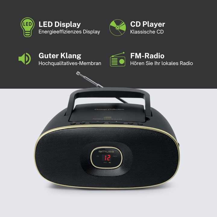 Radio CD portable MUSE MD202VT - Lecteur CD, tuner FM, prise jack, boombox