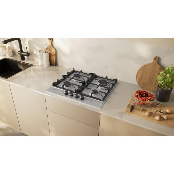 Table de cuisson gaz 4 foyers FlameSelect Neff - Inox, supports fonte, sécurité gaz