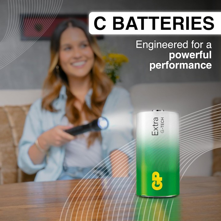 Piles C alcalines GP LR14 - Pack de 4 - Longue durée 1,5V haute performance