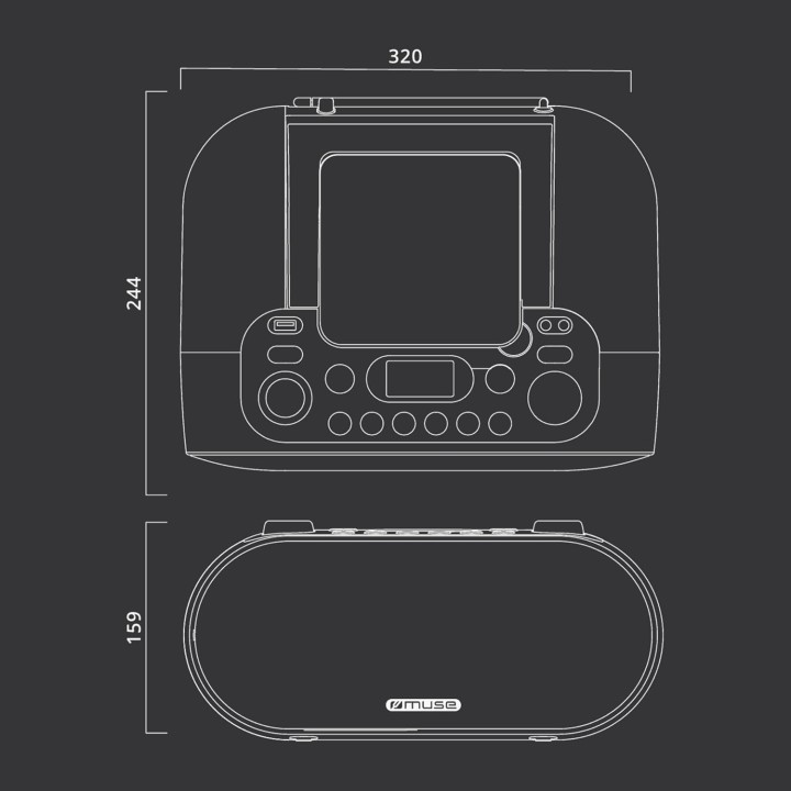 Lecteur CD portable Bluetooth USB radio FM MP3 noir - MUSE