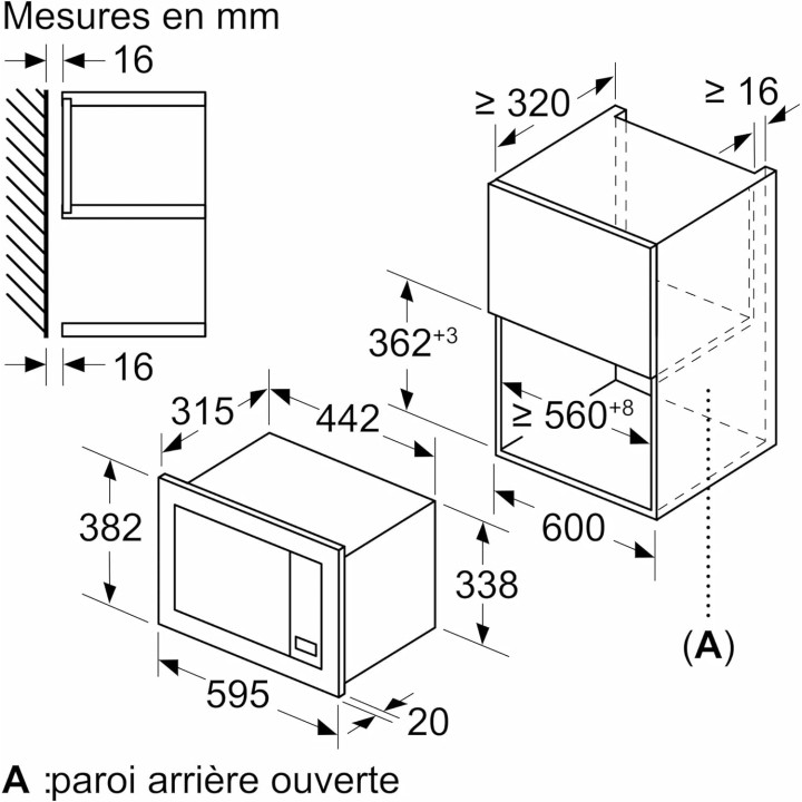 Micro-ondes encastrable Bosch Série 2 - 20L AutoPilot 7 noir - écran LED