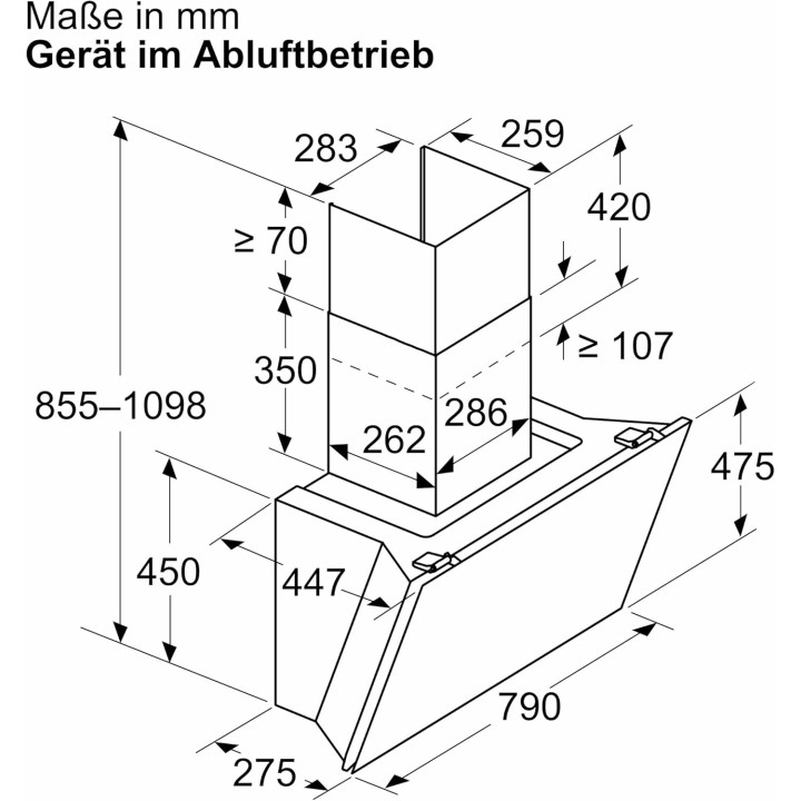 Hotte murale inclinée 80 cm noir verre Siemens iQ500 cookConnect LED