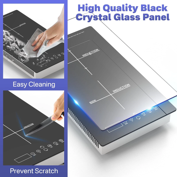 Table de cuisson induction 2 foyers domino noir - CARINO