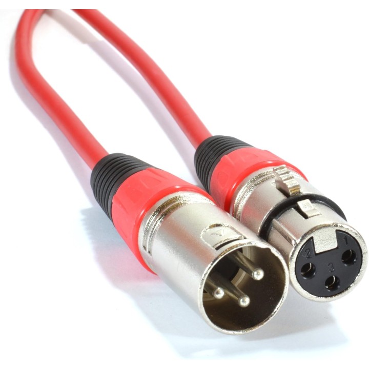 Câble audio XLR mâle vers femelle 1 m blindé connecteurs robustes rouge