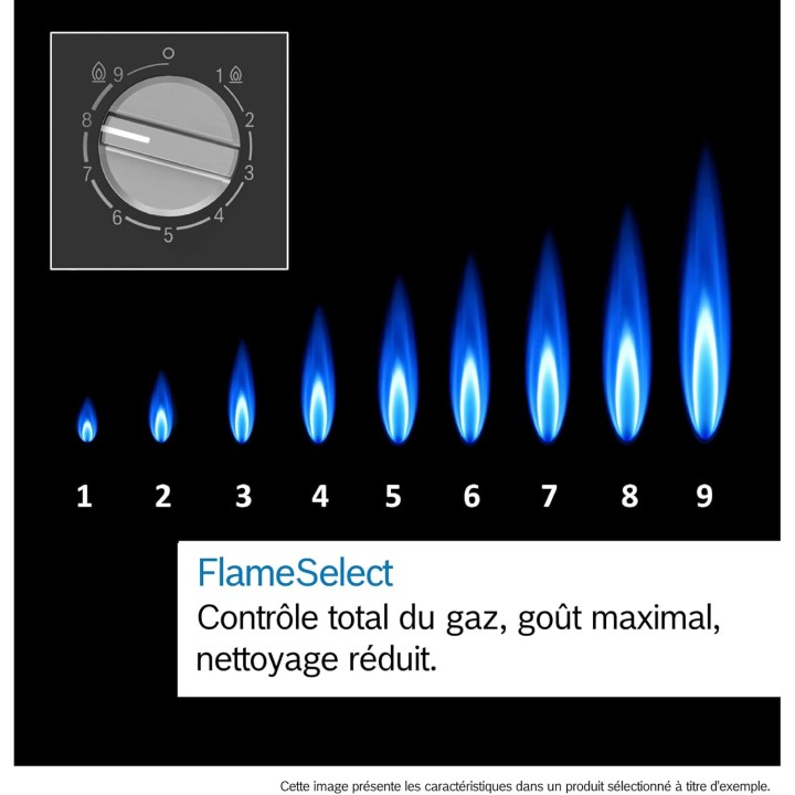 Plaque de cuisson gaz 5 feux Bosch Série 6 - Verre trempé noir 80 cm