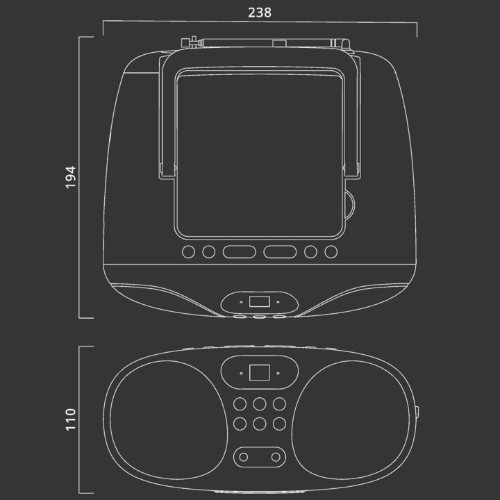 Radio portable Muse DAB+ FM - Haut-parleur intégré, écran, alimentation sur piles - Noir