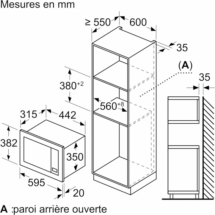 Micro-ondes encastrable Bosch Série 2 - 20L AutoPilot 7 noir - écran LED
