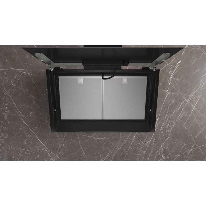 Hotte murale inclinée 80 cm noir verre Siemens iQ500 cookConnect LED