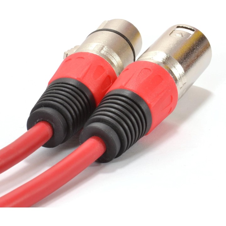 Câble audio XLR mâle vers femelle 1 m blindé connecteurs robustes rouge