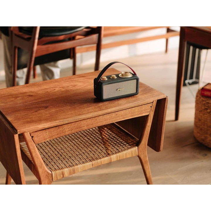 Radio Bluetooth portable rétro - FM, batterie 19h, design noir or