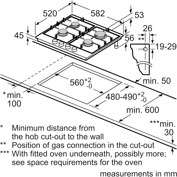 Table de cuisson gaz 4 foyers FlameSelect Neff - Inox, supports fonte, sécurité gaz