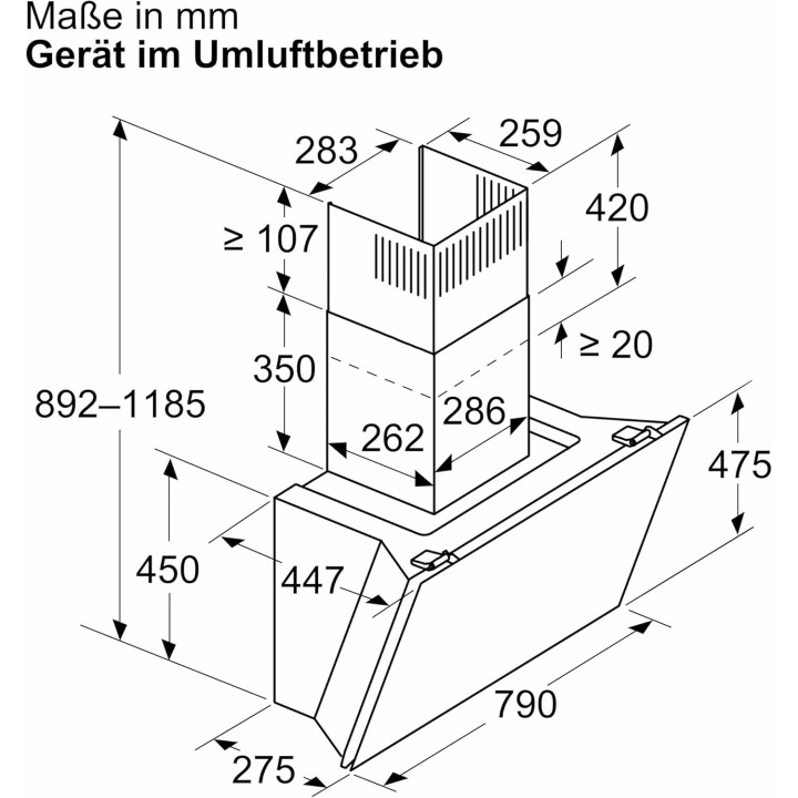 Hotte murale inclinée 80 cm noir verre Siemens iQ500 cookConnect LED