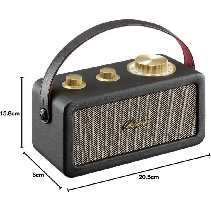 Radio Bluetooth portable rétro - FM, batterie 19h, design noir or