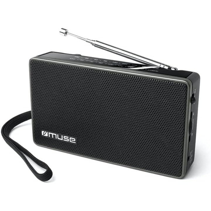 Radio portable Muse AM/FM – Prise casque, entrée AUX, format compact noir