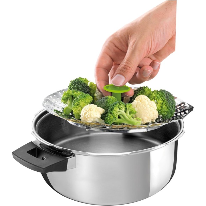 Panier vapeur inox pliable 2 niveaux - Multiusage casseroles 14-24 cm CUNCIAL