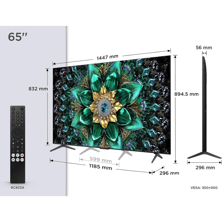 TV QD-Mini LED 65 pouces TCL - 4K HDR, 144 Hz, Dolby Vision IQ, Google TV