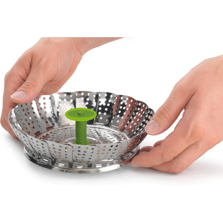 Panier vapeur inox pliable 2 niveaux - Multiusage casseroles 14-24 cm CUNCIAL