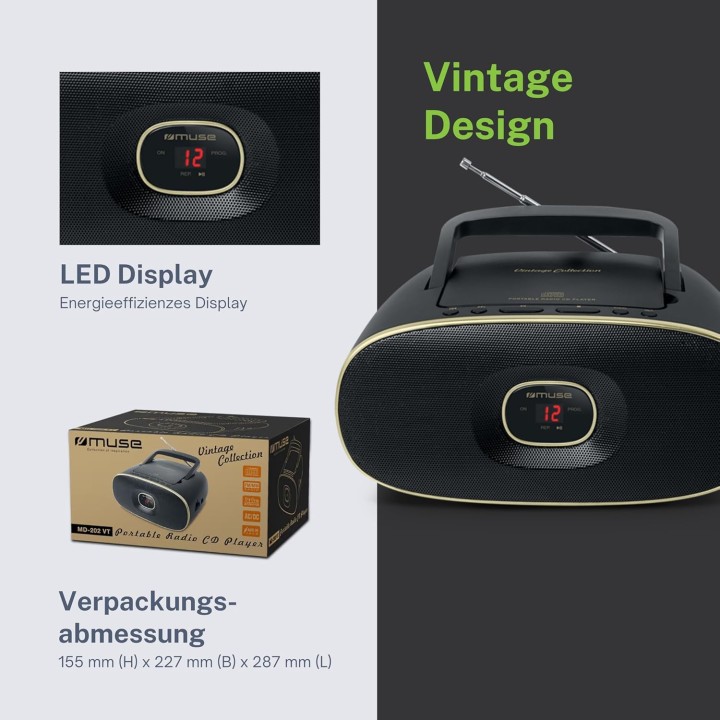 Radio CD portable MUSE MD202VT - Lecteur CD, tuner FM, prise jack, boombox