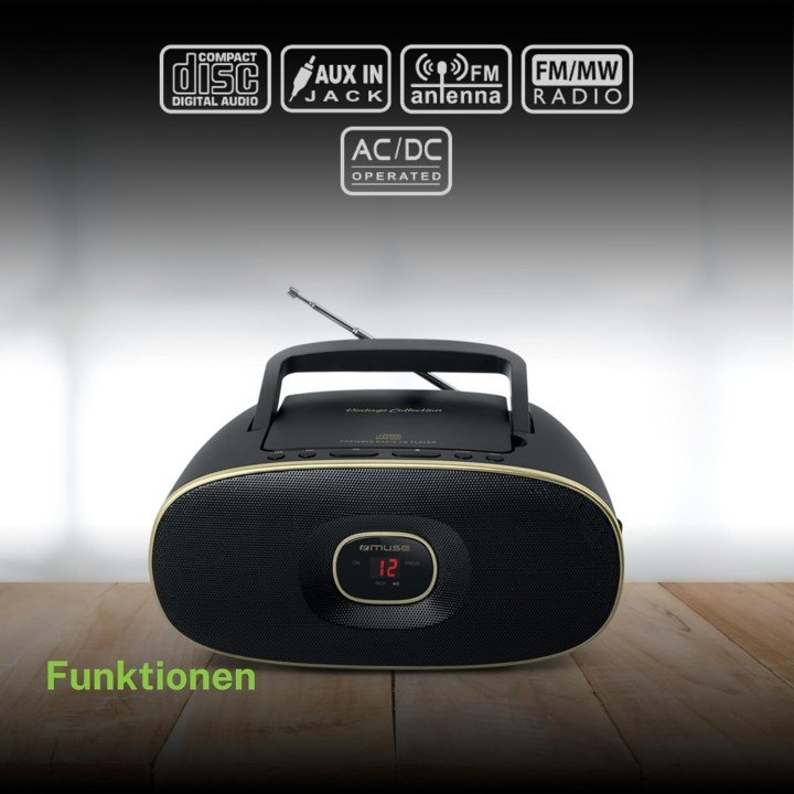 Radio CD portable MUSE MD202VT - Lecteur CD, tuner FM, prise jack, boombox