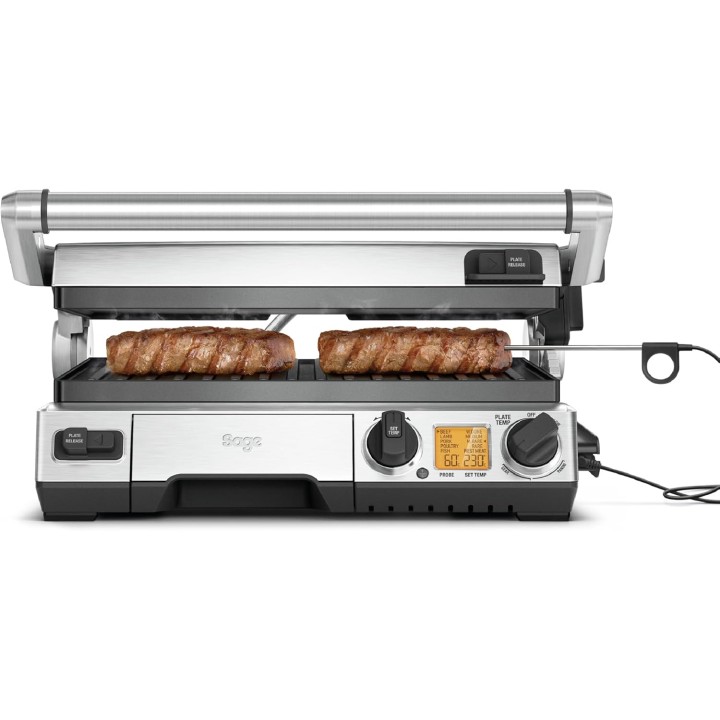 Grill électrique de contact Sage Smart Grill Pro - Inox brossé, sonde, plaques amovibles