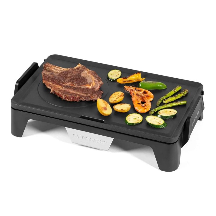 Plancha-gril inox brossé 6 à 8 personnes - Revêtement antiadhésif Riviera&Bar
